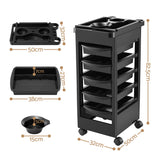 Embellir 6-Tier Salon Trolley Cart on Wheels Barber Mobile Hairdressing Cart - Front View