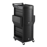 Embellir Salon Trolley 2 Lockable Doors 6 Tier Trays Mobile Hair Cart Black - Side View