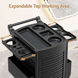 Embellir Salon Trolley 2 Lockable Doors 6 Tier Trays Mobile Hair Cart Black - 45-Degree Angle
