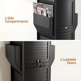 Embellir Salon Trolley 2 Lockable Doors 6 Tier Trays Mobile Hair Cart Black - Close-Up Angle