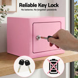 UL-Tech 6.5L Small Safe Box with Key Lock for Cash Mini Home Security Safe Pink - Close-Up Angle