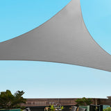 Instahut Shade Sail 3x3x4.3m Triangle 280GSM 98% Grey Shade Cloth - Low Angle