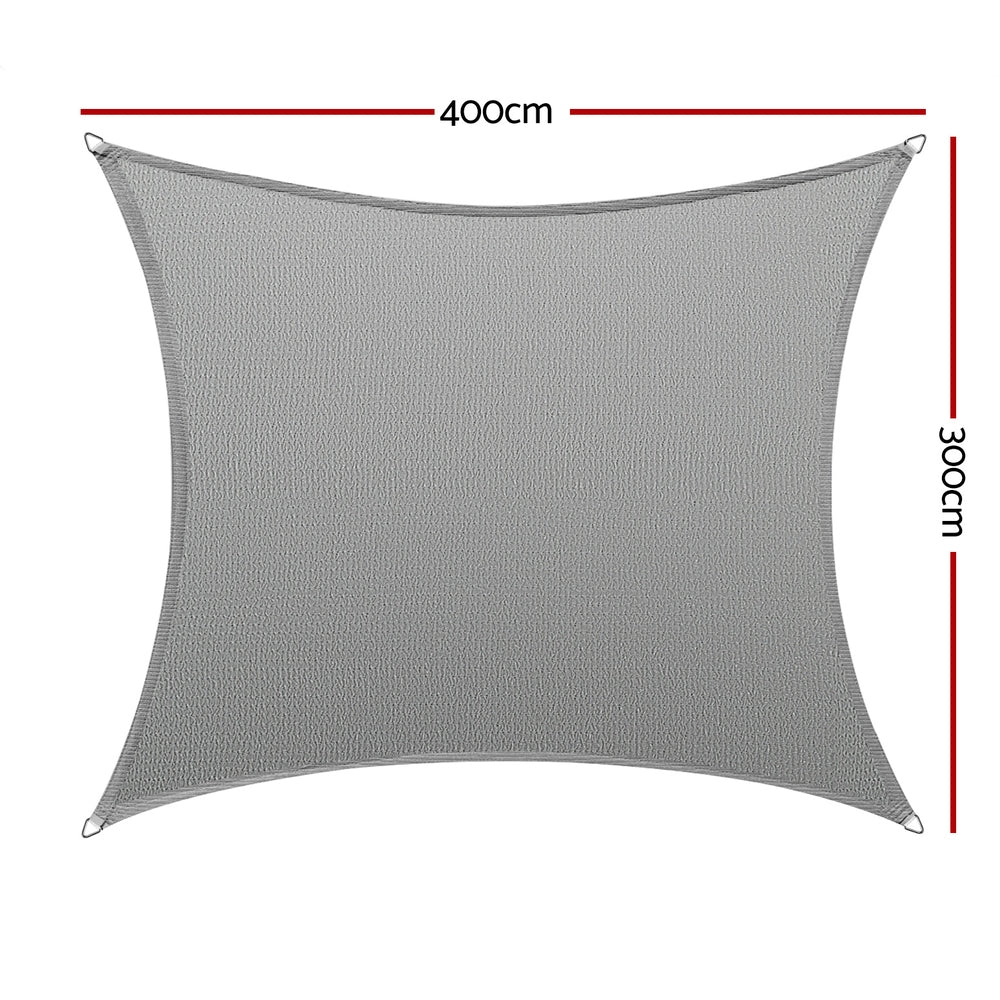 Instahut Premium 280gsm Rectangle Shade Sail Canopy - 3x4m Grey