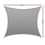 Instahut Premium 280gsm Rectangle Shade Sail Canopy - 3x4m Grey - Front View