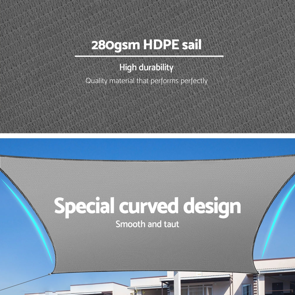 Instahut Premium 280gsm Rectangle Shade Sail Canopy - 3x4m Grey
