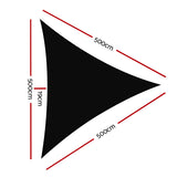 Instahut Shade Sail 5x5x5m Triangle 280GSM 98% Black Shade Cloth - Front View