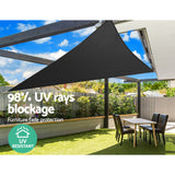 Instahut Shade Sail 5x5x5m Triangle 280GSM 98% Black Shade Cloth - Rear View