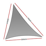 Instahut Premium Triangle Shade Sail Canopy - 280gsm, 5x5x7.1m, UV-Resistant Grey - Front View