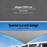 Instahut Premium Triangle Shade Sail Canopy - 280gsm, 5x5x7.1m, UV-Resistant Grey - Top-Down View