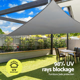 Instahut Premium Triangle Shade Sail Canopy - 280gsm, 5x5x7.1m, UV-Resistant Grey - 45-Degree Angle