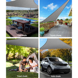 Instahut Shade Sail 6x6x6m Triangle 280GSM 98% Grey Shade Cloth - Top-Down View