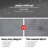 Instahut Shade Sail 6x6x6m Triangle 280GSM 98% Grey Shade Cloth - 45-Degree Angle