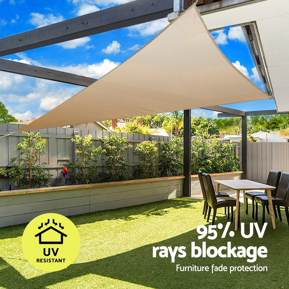 Instahut Commercial Grade Triangle Shade Sail - 6.1m Sun Canopy in Sand Beige