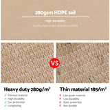 Instahut Shade Sail 2.5x3m Rectangle 280GSM 98% Sand Shade Cloth - 45-Degree Angle