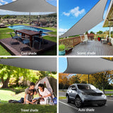 Instahut Shade Sail 3x5m Rectangle 280GSM 98% Grey Shade Cloth - Top-Down View