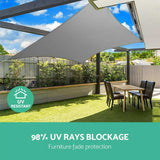 Instahut Shade Sail 3x5m Rectangle 280GSM 98% Grey Shade Cloth - 45-Degree Angle