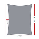 Instahut Shade Sail 4x5m Rectangle 280GSM 98% Grey Shade Cloth - Front View