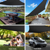 Instahut Shade Sail 4x6m Rectangle 280GSM 98% Black Shade Cloth - Top-Down View