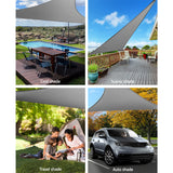 Instahut Shade Sail 5x5x5m Triangle 280GSM 98% Grey Shade Cloth - Top-Down View