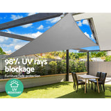Instahut Shade Sail 5x5x5m Triangle 280GSM 98% Grey Shade Cloth - Rear View