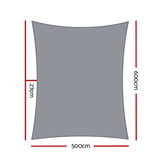 Instahut Shade Sail 5x6m Rectangle 280GSM 98% Grey Shade Cloth - Front View