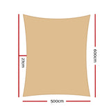 Instahut Shade Sail 5x6m Rectangle 280GSM 98% Sand Shade Cloth - Front View
