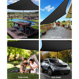 Instahut Shade Sail 6x8m Rectangle 280GSM 98% Black Shade Cloth - Top-Down View
