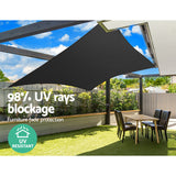 Instahut Shade Sail 6x8m Rectangle 280GSM 98% Black Shade Cloth - Rear View