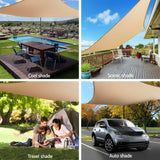 Instahut Shade Sail 5x5x5m Triangle 185GSM 95% Sand Shade Cloth - Top-Down View