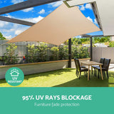 Instahut Shade Sail 5x5x5m Triangle 185GSM 95% Sand Shade Cloth - 45-Degree Angle