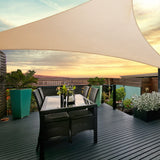 Instahut Shade Sail 5x5x5m Triangle 185GSM 95% Sand Shade Cloth - Close-Up Angle