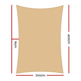 Instahut Waterproof Shade Sail 2x4m Rectangle Sand 95% Shade Cloth