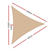 Instahut Waterproof Shade Sail 5x5x5m Rectangle Sand 95% Shade Cloth - Front View