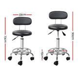 Artiss Salon Stool Swivel Chair Backrest Black - Front View