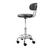 Artiss 2x Salon Stool Swivel Chair Backrest Black - Side View