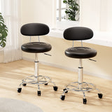 Artiss 2x Salon Stool Swivel Chair Backrest Black - Close-Up Angle