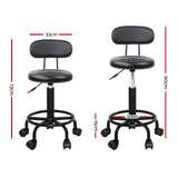 Artiss 2x Salon Stool Swivel Chair Backrest - Front View
