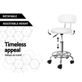 Artiss Salon Stool Swivel Chair Backrest White - 45-Degree Angle