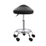 Artiss 2x Salon Stool Saddle Swivel Chair Black - Side View