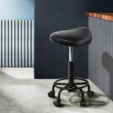 Artiss Salon Stool Saddle Swivel Chair - Low Angle