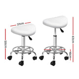 Artiss 2x Salon Stool Saddle Swivel Chair White - Front View