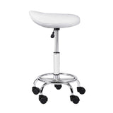 Artiss 2x Salon Stool Saddle Swivel Chair White - Side View