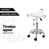 Artiss 2x Salon Stool Saddle Swivel Chair White - 45-Degree Angle