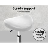 Artiss 2x Salon Stool Saddle Swivel Chair White - Rear View