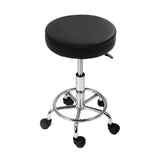 Artiss 2x Salon Stool Round Swivel Chair Black - Side View