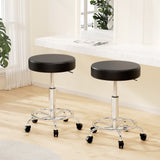 Artiss 2x Salon Stool Round Swivel Chair Black - Close-Up Angle