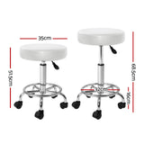 Artiss Salon Stool Round Swivel Chair White - Front View