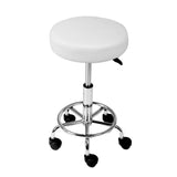 Artiss Salon Stool Round Swivel Chair White - Side View