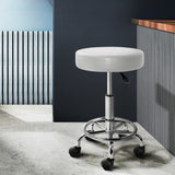 Artiss Salon Stool Round Swivel Chair White - Low Angle