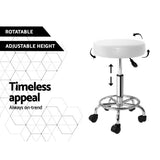 Artiss 2x Salon Stool Round Swivel Chair White - Top-Down View